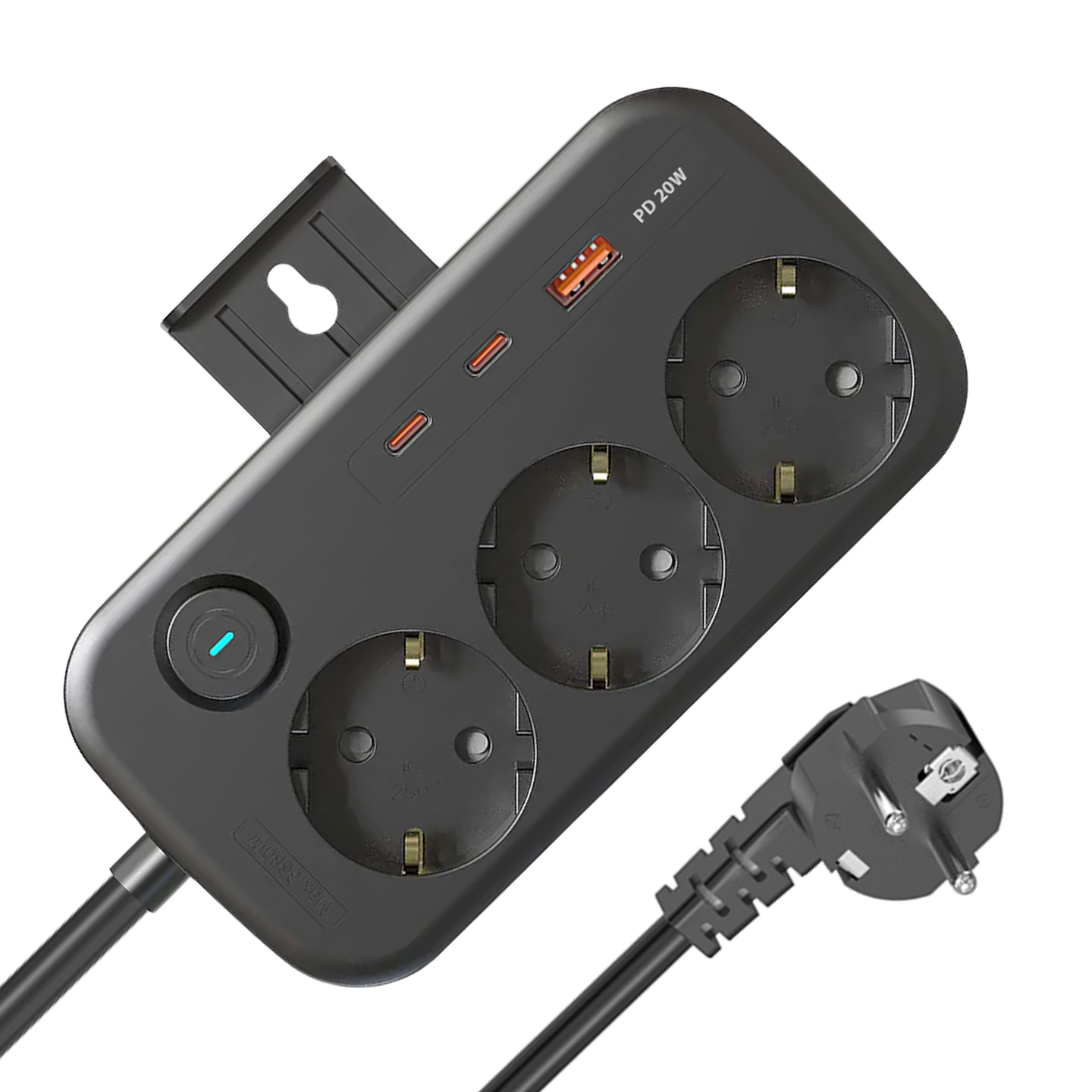 Мережевий фільтр Ultra PB70312 (3 роз., 1 USB, 2 Type-C, 2,5м) Чорний